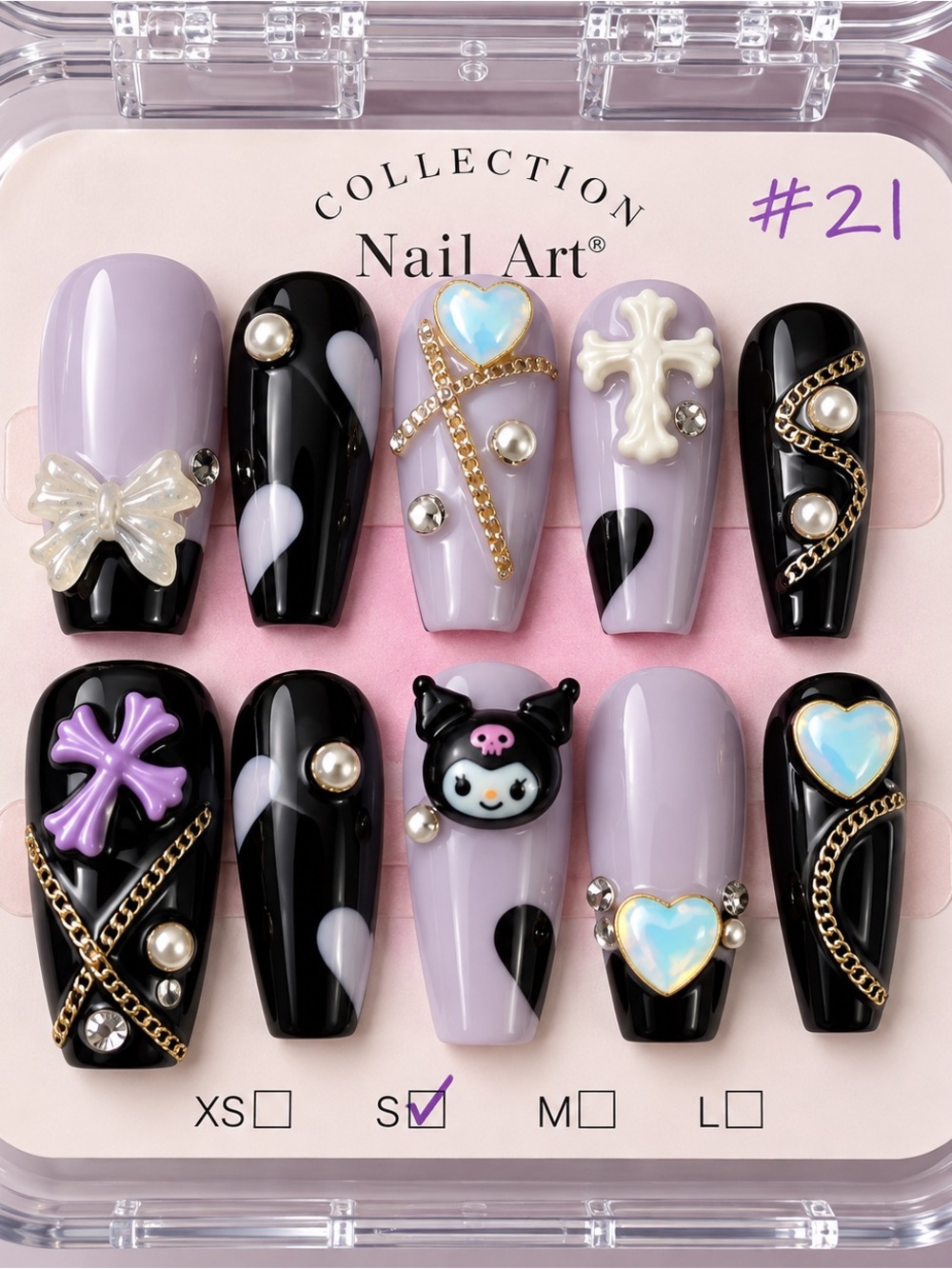 Gothic kawaii Black Purple Kawaii 3D Charms Small